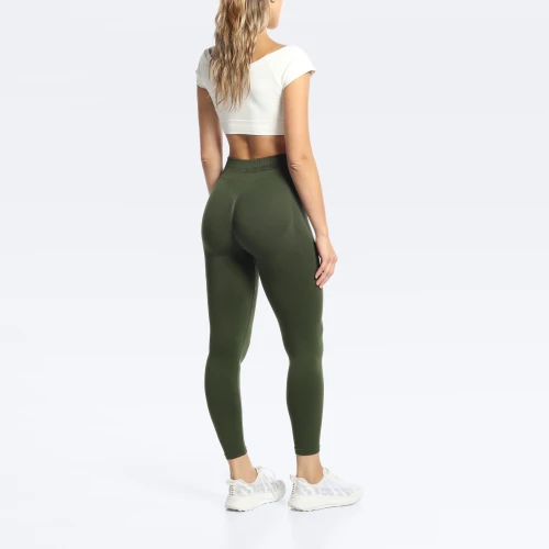 Peach Perfect Regular Waist Leggings - Dark Green - Clothing