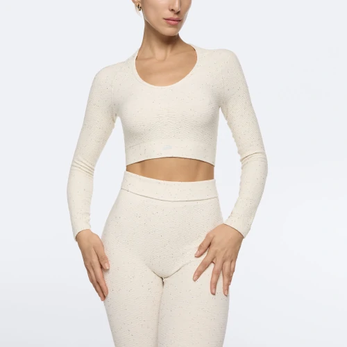 Crop Top a Maniche Lunghe Peach Perfect FX Cotton Off White Abbigliamento Prozis