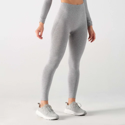 Women's gray melange leggings with mixed stitching