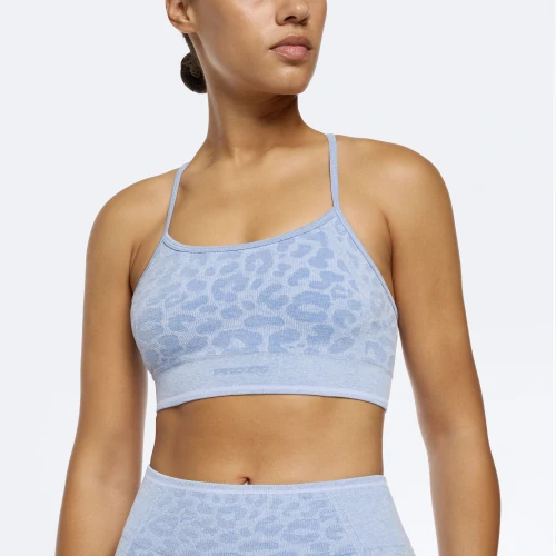 Workout Cheetah Sports Bra - Smoky Blue Melange - Clothing