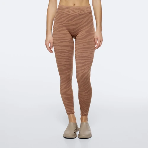 Workout Zebra Regular Waist Leggings Camel
