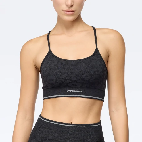 Black sports bra crop top discount