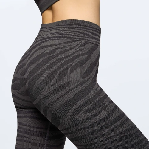 Workout Zebra Regular Waist Leggings Black Gray