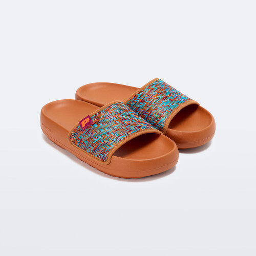 Bubble Raffia Slides - Burnt Orange / Turquoise Blue - Footwear | Prozis