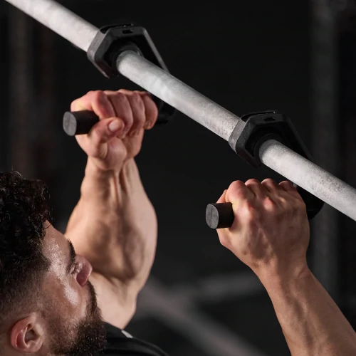 Impugnature da palestra, per sollevamento pesi, manubri, stacchi da terra, bilancieri, per uomini e donne, in silicone antiscivolo, per protezione del palmo, impugnature per pesi (eleganti, nero scuro