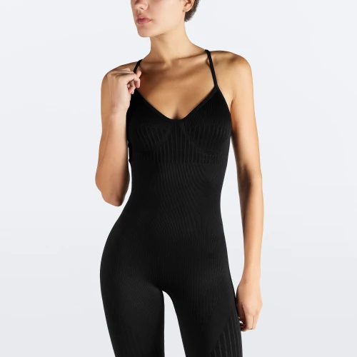 Black low cut jumpsuit hot sale