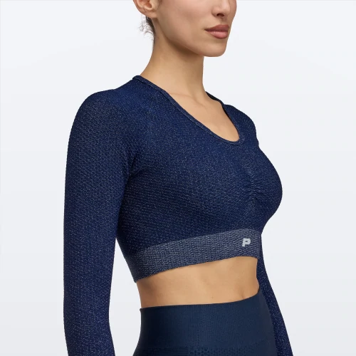 Peach Perfect FX Glitter Langarm-Crop Top (2)