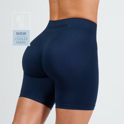 Pantaloncini Da Bici A Vita Alta In Misto Cotone, Mezza Coscia, Per Fitness E Tempo Libero, Colore Ice Blue, Taglia S