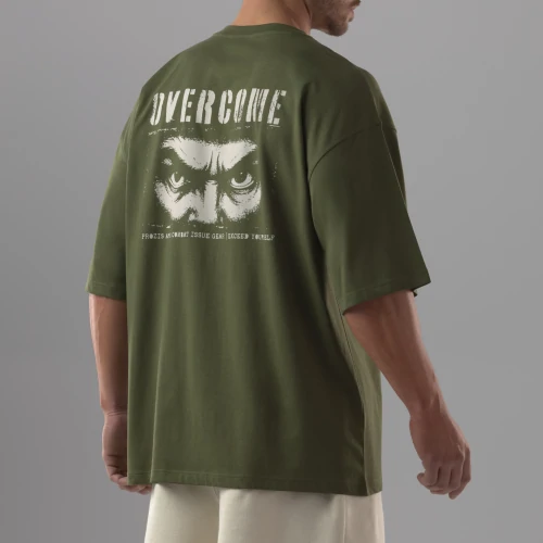 T-Shirt Oversized Army Overcome  (3)