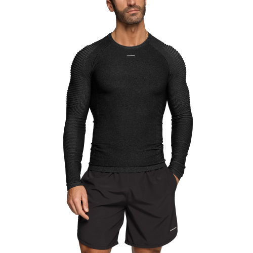 Explosion Langarm Baselayer - Dark Gray Melange