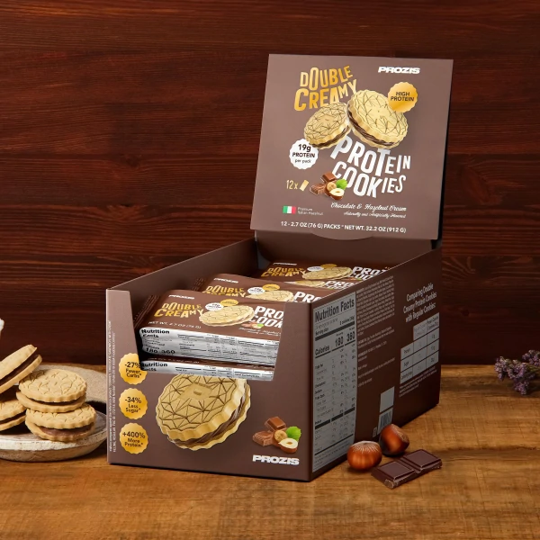 Double Creamy Protein Cookies 12 ct (Pack of 4) - Chocolate & Hazelnut Cream