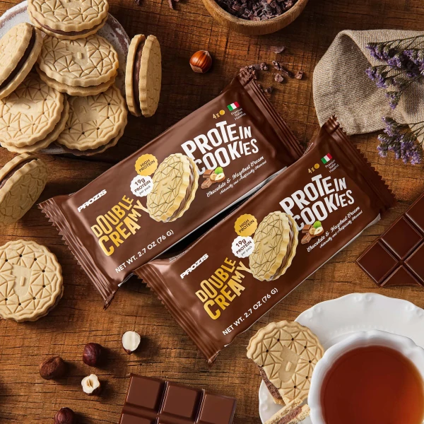 Double Creamy Protein Cookies 2 ct (pack of 4) - Chocolate & Hazelnut Cream