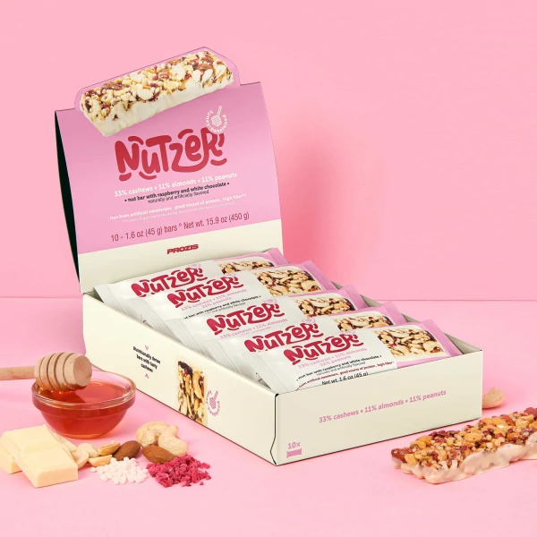 Nutzer Bar 10 ct Cashew & Raspberry - White Chocolate