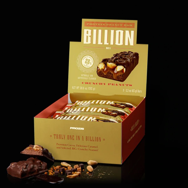 Billion Protein Peanut Bar 9 ct Milk Chocolate & Crunchy Peanuts
