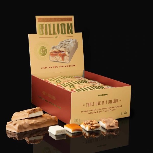 Billion - Barre Protéinée aux Cacahouètes et Gold Chocolate x 9