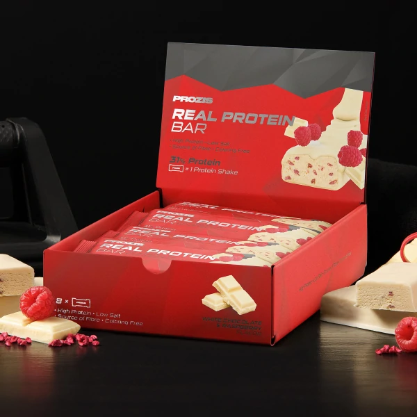 Real Protein Bar - White Chocolate & Raspberries x 8