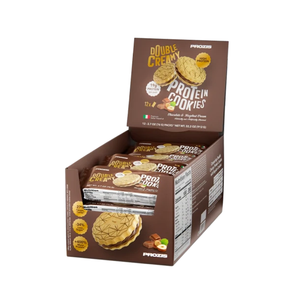 Double Creamy Protein Cookies 12 ct (Pack of 4) - Chocolate & Hazelnut Cream