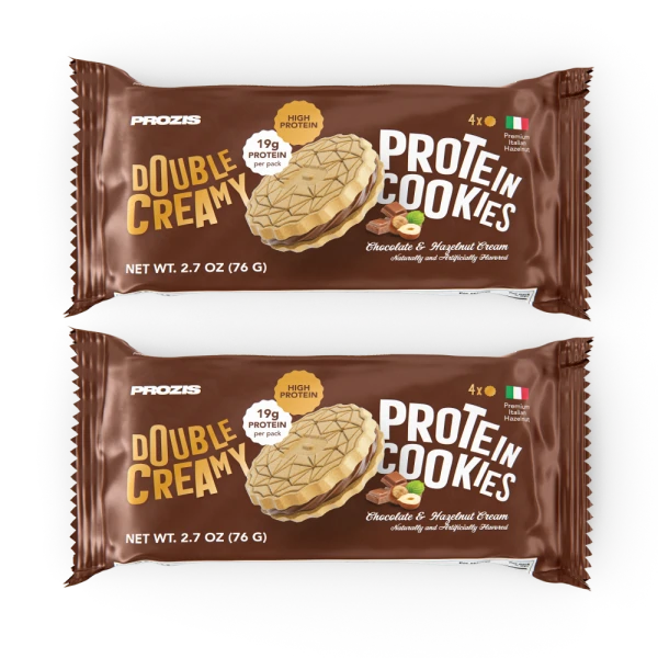 Double Creamy Protein Cookies 2 ct (pack of 4) - Chocolate & Hazelnut Cream