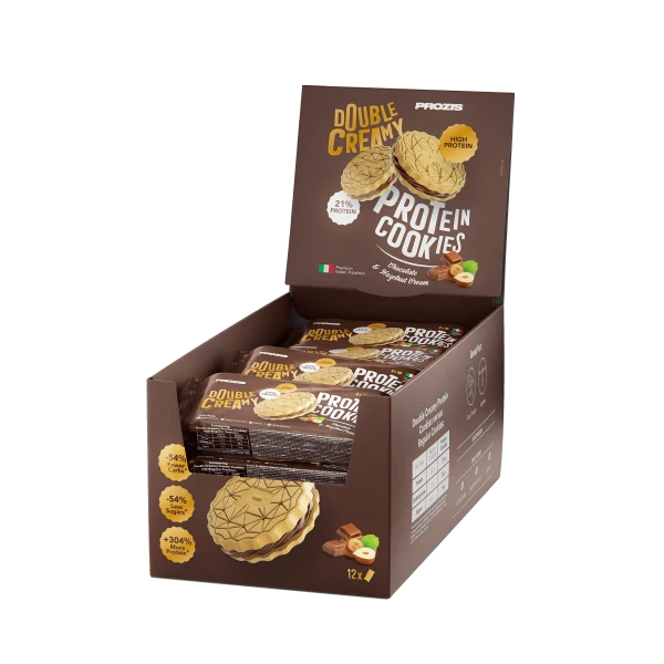 Double Creamy Protein Cookies (12 packs of 4) - Chocolate & Hazelnut Cream