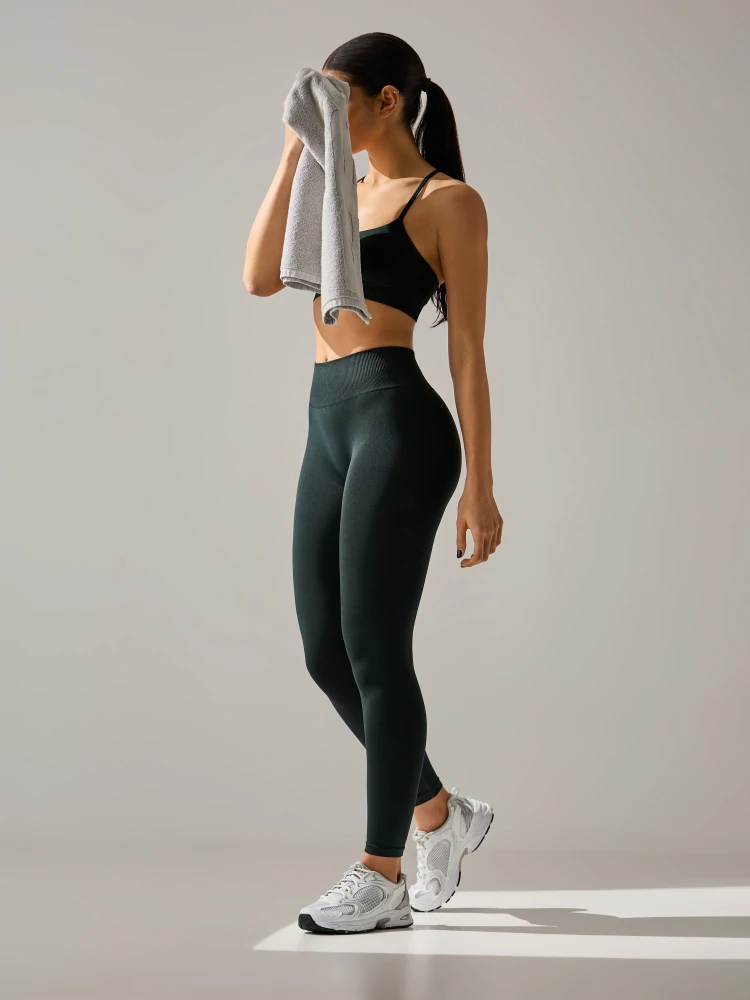Athleisure Mid-Waist Leggings - Deep Green (6)