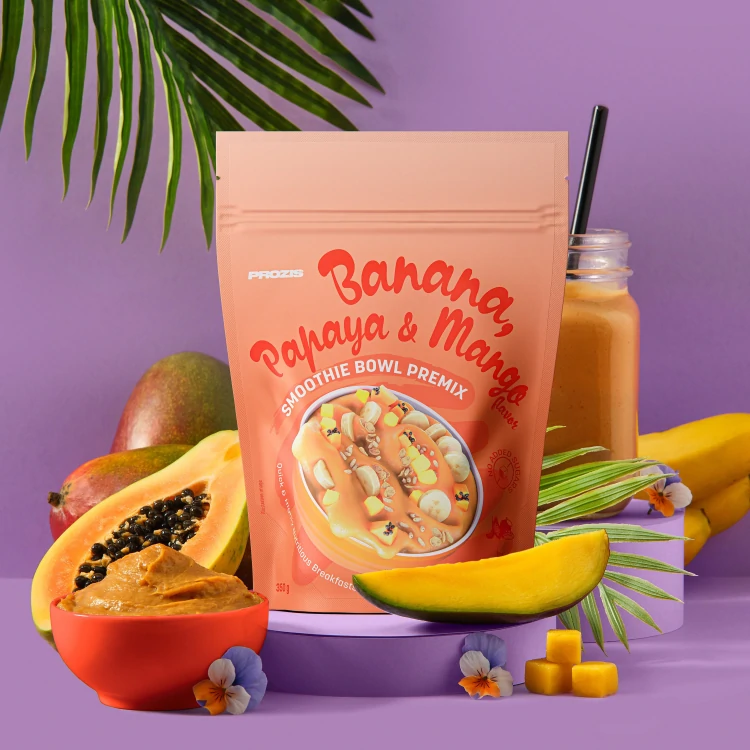 Smoothie Bowl Premix - Banana, Papaia e Sabor a Manga 350 g