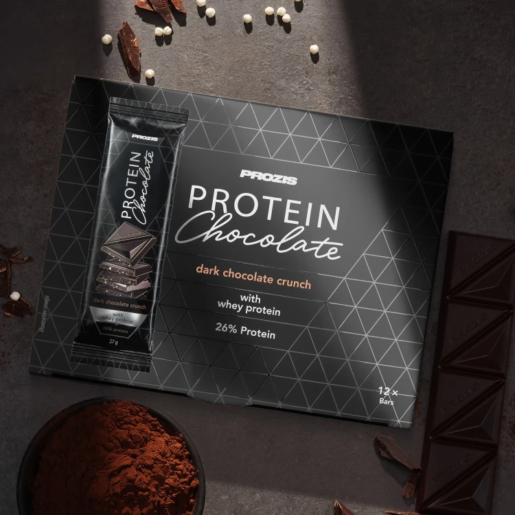 Chocolate negro proteico con suero de leche - Crujiente - 12 barritas