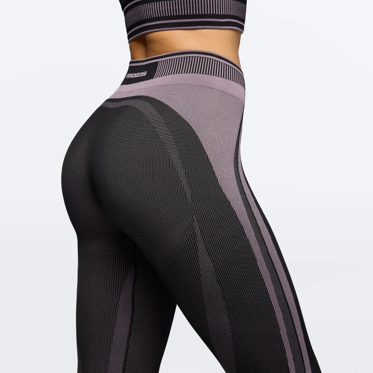 Rush Hour Regular Waist Leggings - Black / Lilac