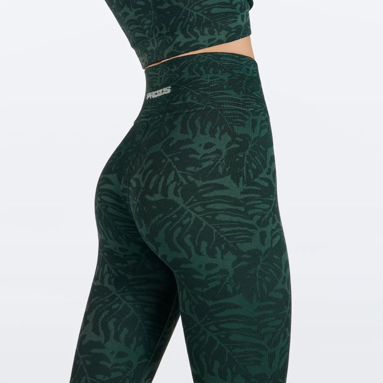 Mighty Monstera Medium Waist Leggings - Dark Green