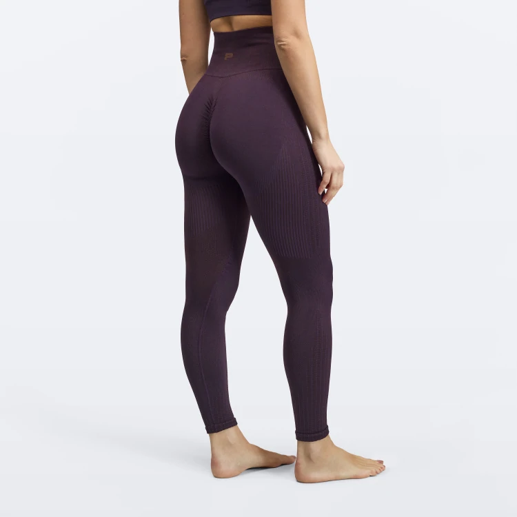 Power Peach Girls High Waist Leggings - Brown & Dark Purple