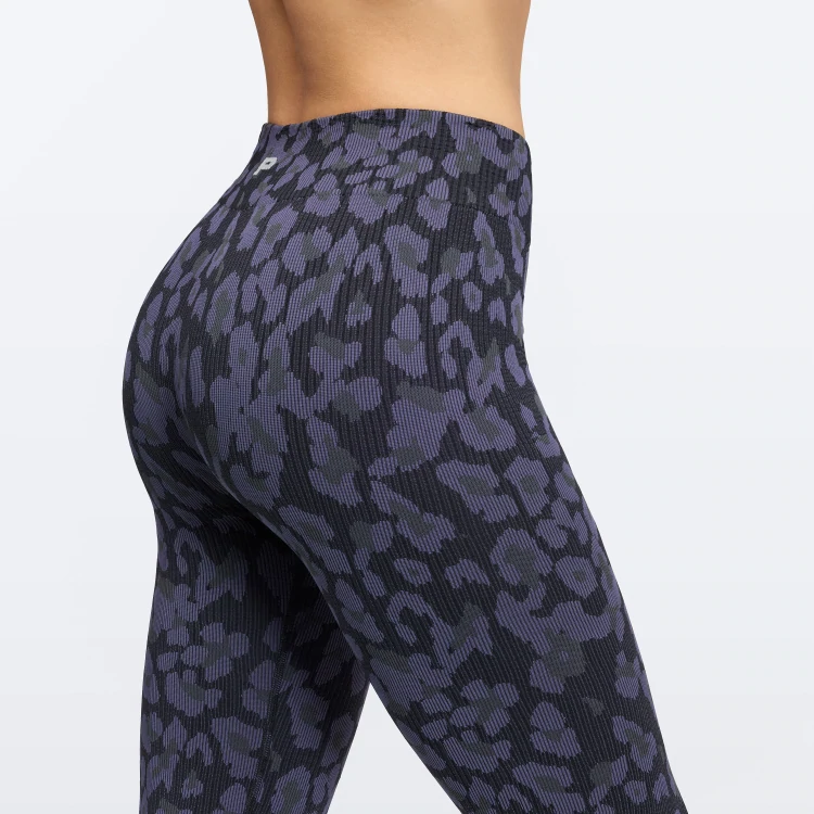 Legging Taille Normale Lady Leopard - Black / Dark Lilac