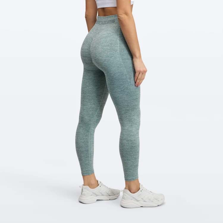 Peach Perfect Regular Waist Leggings - Smoky Green Melange
