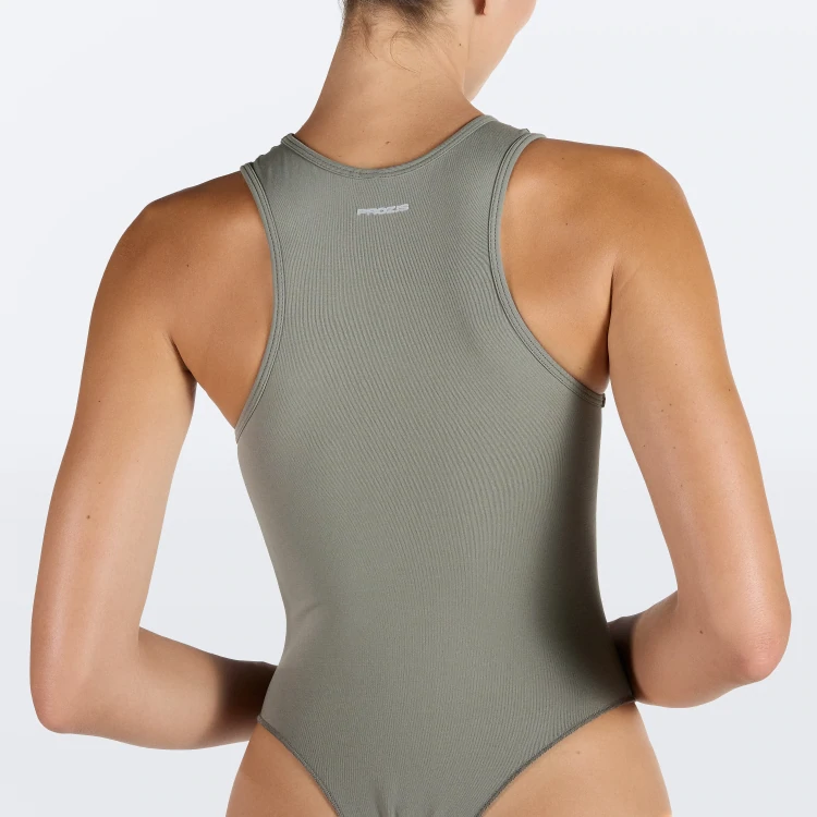 épine - E′e arm cut high neck Shape Sage Green Stretch High Neck Long Sleeve Top | Shape