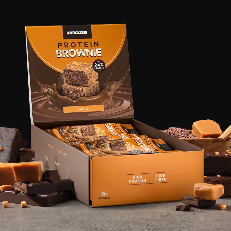 Brownie proteico (8 ud) - Caramelo