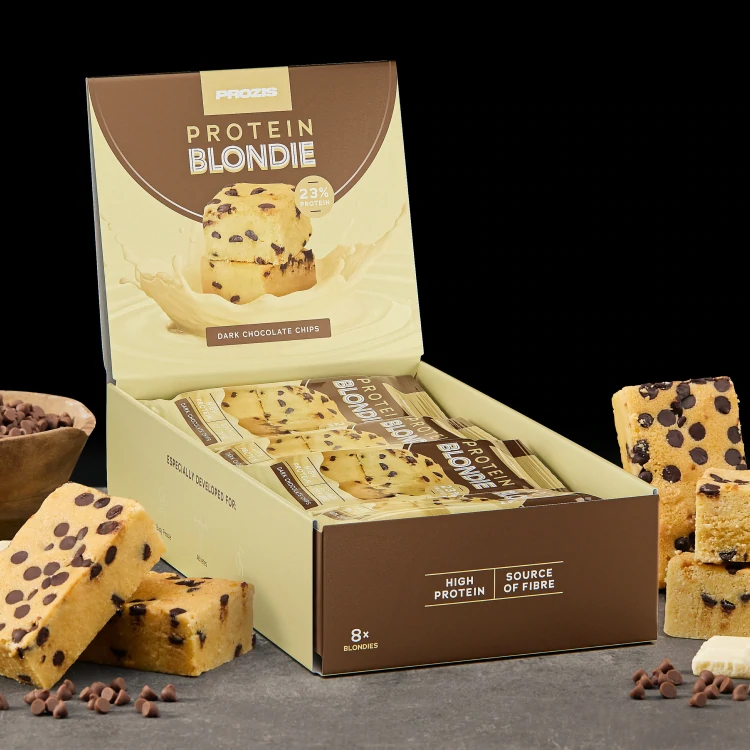 Πρωτεϊνικό Blondie (8 τεμάχια) - Σταγόνες Μαύρης Σοκολάτας