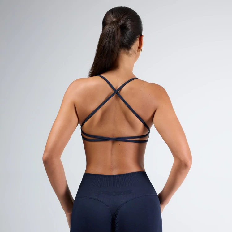 MuseFit Crossback Sports Bra - Navy Blue