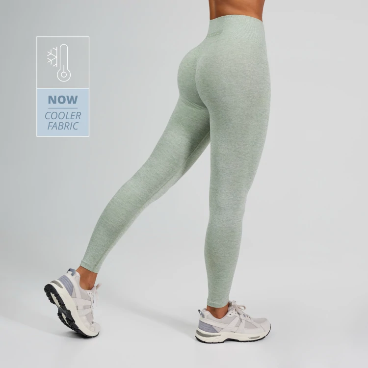 Athleisure Mid-Waist Leggings - Ash Green Melange