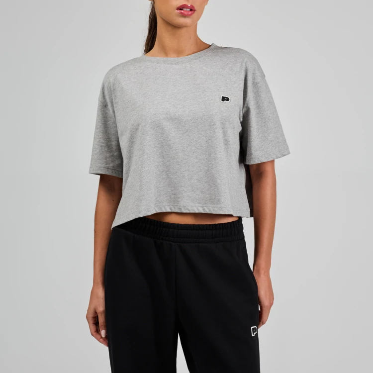Crop T-Shirt Athleisure P - Light Gray Melange