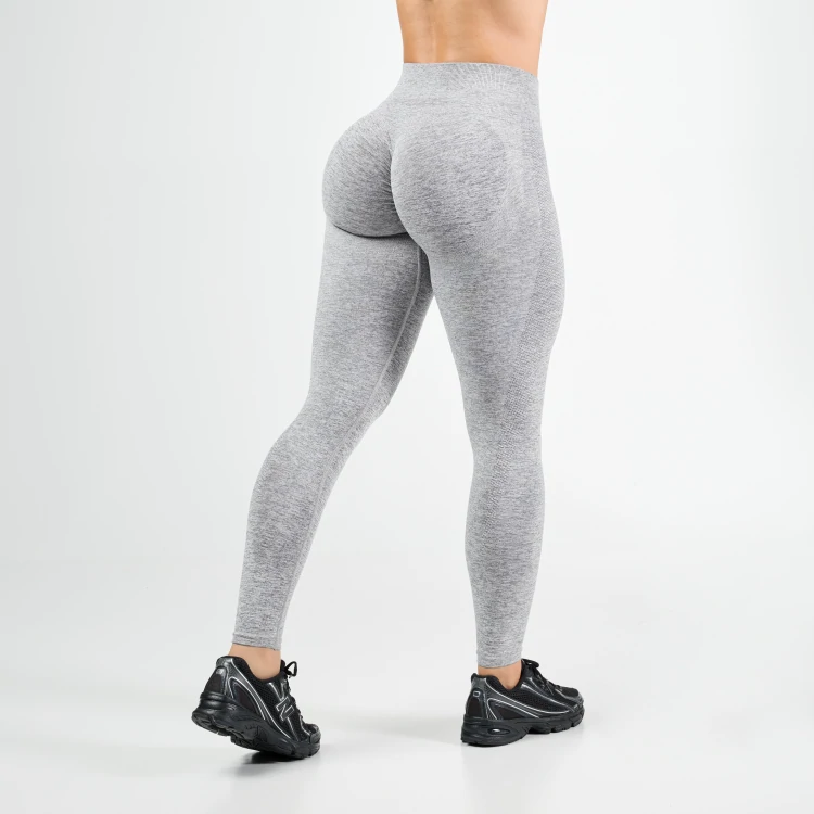MuseFit Mid-Waist Leggings - Light Gray Melange
