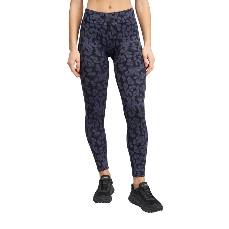 Lady Leopard Regular Waist Leggings - Black / Dark Lilac