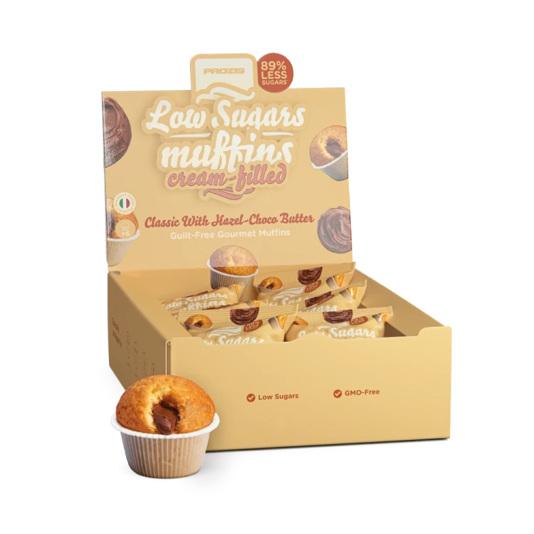 Muffiny z niską zawartością cukru (6 szt.) - Klasyczne z kremem orzechowo-czekoladowym