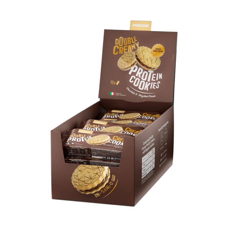 Double Creamy Protein Cookies (12 packs of 4) - Chocolate & Hazelnut Cream